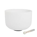 FMTY Singing Bowl 20inch Crystal Singing Bowl, Mallet, O-Ring Pure Quartz Crystal Sound Bowl for Meditation, Yoga, Spiritual Healing (440Hz F note, 20inch)