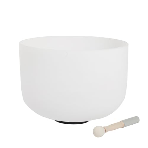 FMTY Singing Bowl 20inch Crystal Singing Bowl with Soft Carrying Bag, Crystal Mallet, O-Ring Pure Quartz Crystal Sound Bowl for Meditation, Yoga, Spiritual Healing (440Hz F note, 20inch)
