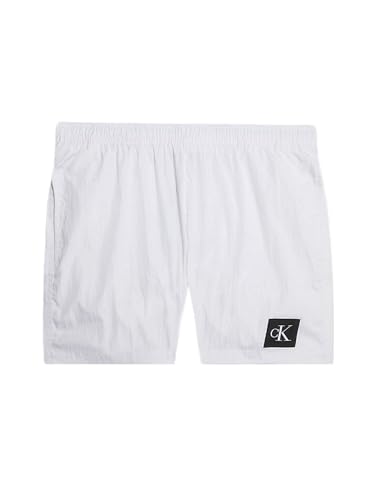 Calvin Klein Bañador corto para hombre de marca, modelo mediano Drawstring KM0KM00819, fabricado en sintético., Color blanco., XL