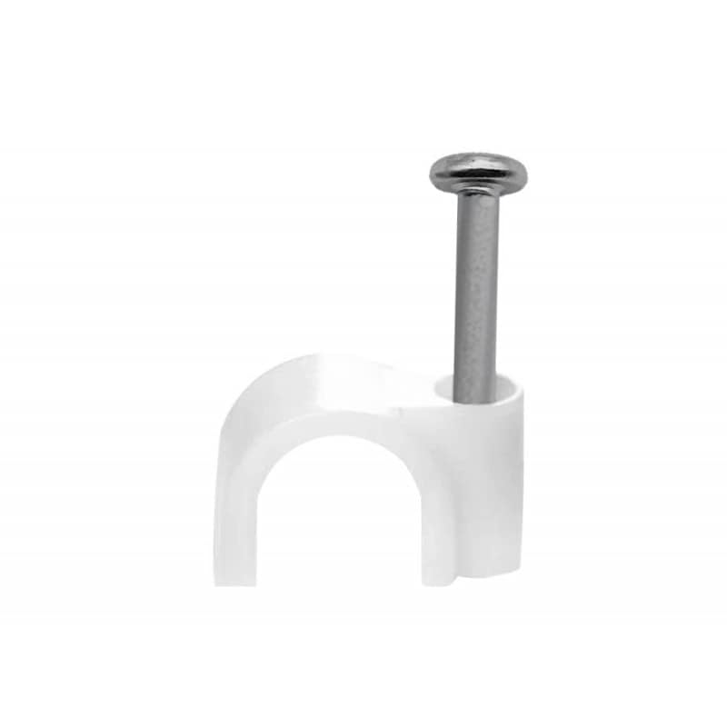 RosenetSys 12mm (approx ½in.) Cable (e.g. Armoured) / Pipe Clips Oversized Extra Large WHITE Round - Outdoor Use - 100 PACK