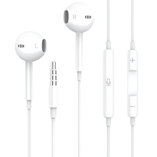 Earphones Wired In-Ear Headphones Wired Earbuds 3.5mm Jack Noise Isolating Headset With Microphone remote contro Noise Isolating Compatible with i-Phone Sam-sung Android Tablets Laptops