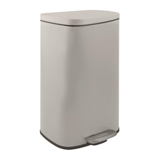 Spirella - Poubelle de Salle de Bain à Pédale AKIRA - Acier Inoxydable Haut de Gamme - Fermeture Silencieuse Easy-Close - Taupe Mat - 30L