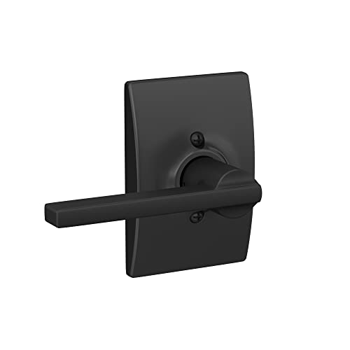 Schlage F10 Lat 622 Cen Latitude Door Lever With Century Trim, Hall & Closet Passage Lock, Matte Black #TOP6