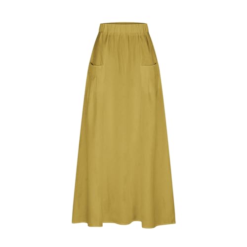 Women Casual Skirts Elastic Waist Summer Skirts Plus Size Maxi Skirts with Pockets A Line Vacation Skirts Loose Skirt3
