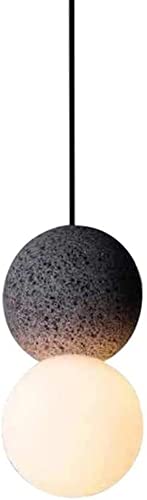 Lámpara Colgante Moderna de Cristal posmoderno, lámpara Colgante de terrazo Negro, lámpara Colgante de Techo con Forma de Calabaza Redonda Doble, iluminación Individual para Cocina