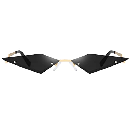 Image of Womens Fashion Slim Cat Eye Style Sunglasses Rimless Sun Glasses Gold+Black