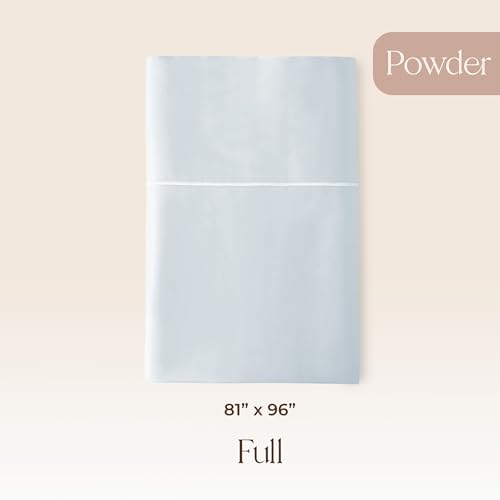 Image of Certified Organic Full Flat Sheet Only - 100% Organic Cotton Top Sheet with Luxurious Soft and Breathable 300 Thread Count Sateen Weave Finish - GOTS & Fairtrade Certified (Powder, Full)