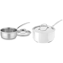 Cuisinart 1.5 Quart Multiclad Pro Triple Ply Saucepan w/Cover, MCP19-16N & Saucepan w/Cover, Chefs-Classic Stainless Steel Cookware Collection, 3-Quart, 7193-20