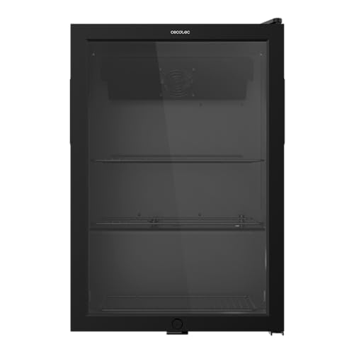 Cecotec Mini Frigorífico con Puerta de Cristal Bolero CoolMarket BC 72 Black, 72 Litros de Capacidad, 44,5 cm de Ancho, 67,8 de Alto, Iluminación LED interior, Temperatura 0ºC a 10ºC