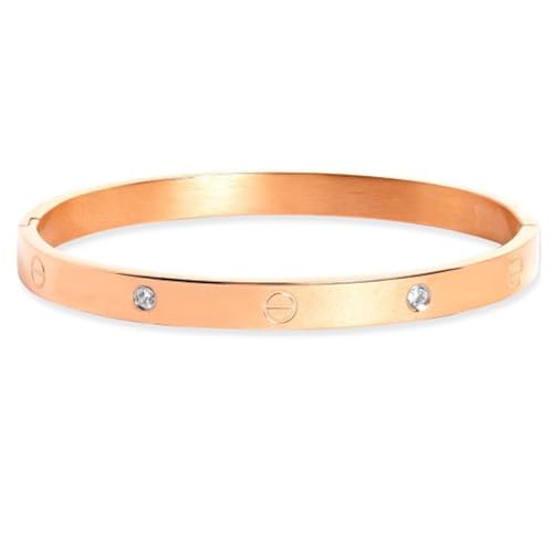 Rubans Voguish Rose Gold Plated Stainless Steel Zirconia Tarnish-Free Demi-Fine Bracelet (B0D73XDFD9) Amazon Price History, Amazon Price Tracker