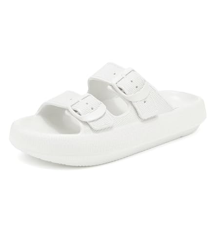 Image of Haifago Cloud Slide Sandals for Women Comfort Recovery Pillow Sandal, Lightweight House Bathroom Shower Slippers Adjustable Double Buckle Platform Slide