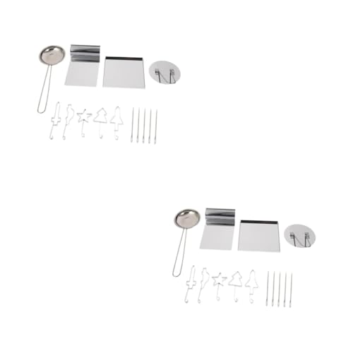 Cabilock 2 Juegos Herramientas De Galletas De Azúcar Tarta De Queso Inicio Lámina Cortador De Círculos Estante De Los Estrella Cortadora De Galletas Moldes Acero Inoxidable Silver