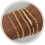 DEARMAY Gold Bracelets for Women, 14K Real Gold Jewelry Sets for Women Cute Tennis Beaded Bracelets for Women Cuban Link Paperclip Chain Dainty Bracelet Pack Gifts for Women Girls, Metal, Cubic