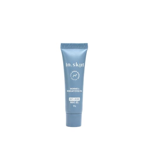 Image of in.skin Anti-Aging Night Gel with 2% Argireline Peptide, 2% Niacinamide & 2% Vitamin C | Overnight Repair Gel for Fine Lines, Glow & Even Skin Tone (10 g)