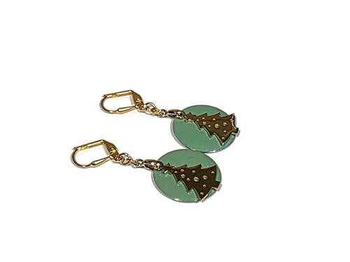 Boucles d'oreilles perles sapin de Noël avec attaches dormeuses en argent
