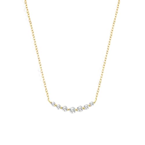 Mint & Lily Classic Arc Diamond Necklace for Women, 18K Gold Plated Stainless Steel with Cubic Zirconia | Curved Bar Pendant, Tarnish-Resistant Waterproof | Minimalist Jewelry Gift for Her