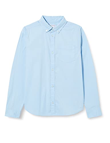 Amazon Essentials Camisas de Botones, de Popelina, Tejido elástico, Manga Larga, para Uniforme Niño, Paquete de 3, Azul, XXL, 11-12 años ES (Talla de la fabricante 14-16)