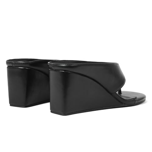 Image of AMINUGAL Wedge Sandals for Women Trendy Dressy Summer Wedges Heels for Women Chunky Heel Open Round Toe Womens flip flops slides Cute Beach Slip On Thong Sandals for Ladies Y2K