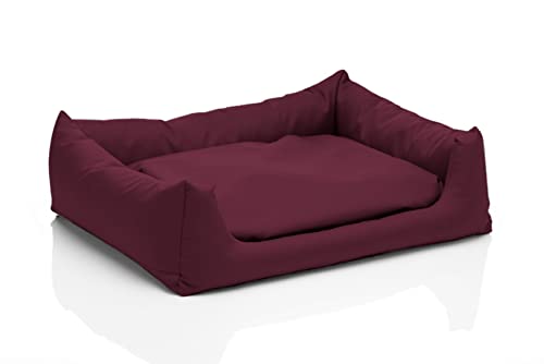 Juelle Legowisko dla Małego psa - Poduszka dla małych psów, Zdejmowany pokrowiec, możliwość prania w pralce, puszyste Łóżko, Sofa dla psa Pola XXS-XL (rozmiar: XXS - 50x40 cm, Bordowy)