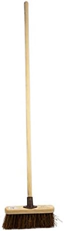 Newman and Cole 10" Garden Broom Set Includes Stiff & Soft Bristle Brush Head and Handles - Pack of 3 Garden Patio Wooden Outdoor Broom / Sweeping Brush