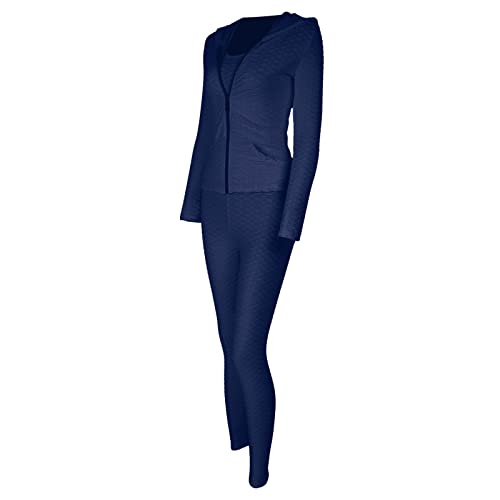 Conjunto feminino de ioga de três peças com capuz e zíper suéter elástico conjunto de calças para io