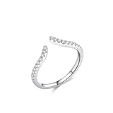 Skcess Anillo de compromiso de oro blanco de 18 quilates para mujer, elegante diseño abierto con moissanita redonda, anillos de joyería para mujer, talla 10.5