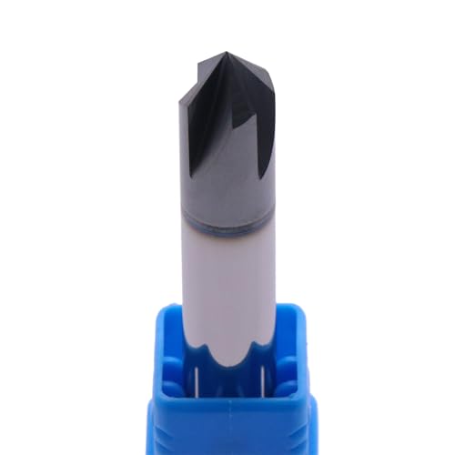 Image of 3 /8 inch 4 Flute 90 Double End Solid Carbide Chamfer End Mill - AlTiN Coated | 90 Chamfer Angle, V Groove Router, 3 /8 inch Shank 2-1 /2 inch OAL For Milling Wood, Alloy Steel, Carbon Steel, Cast Iron, Copper