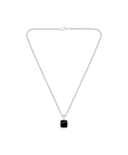 BOSS Jewelry Halskette mit Anhänger für Herren Kollektion ODELL in Edelstahl Mit Schwarzem Onyx - 1580648