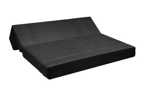 Image of Sofa Cum Bed with Jute Fabric, Convertible Four Seater Sofa Bed 6x6 Ft, Comfortable Cushioned Seating, Space Saving Design for Living Room, Bedroom & Guest Room - Black Color