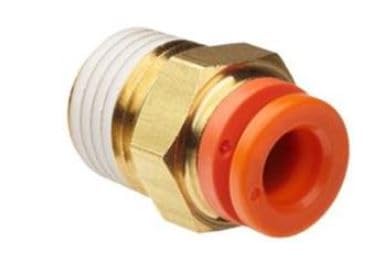 SMC KQ2H08-U02A 8 MM Tube OD, Brass Thread, Light Gray Release, Male Connector/Straight Union, ONE-Touch Fitting, Series KQ2, UNI 1/4 Port Size, White Body