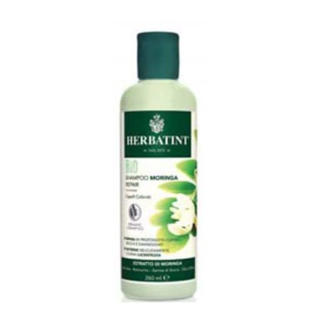 Herbatint Shampoo Moringa Repair Biologico - 260 ml, Certificato Bio Natrue, Formula dedicata per Capelli Colorati, Ripara e Protegge, Dermatologicamente Testato su Pelle Sensibile