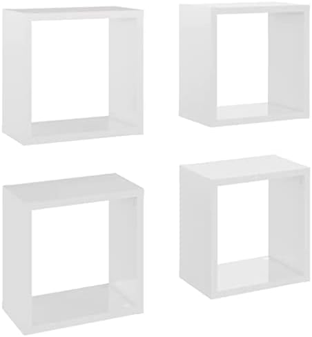 vidaXL 4x Wall Cube Shelf Home Living Room Furniture Shelving Ledges Storage Hanging Floating Shelf Wall Unit Cube Organiser Set Black
