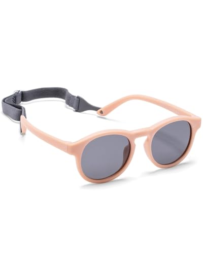 TPZORJX 1 par de gafas de sol para bebés de 0 a 24 meses, polarizadas, con montura de silicona suave ajustable, gafas de sol protectoras redondas para niños, aptas para bebés de 0 a 2 años