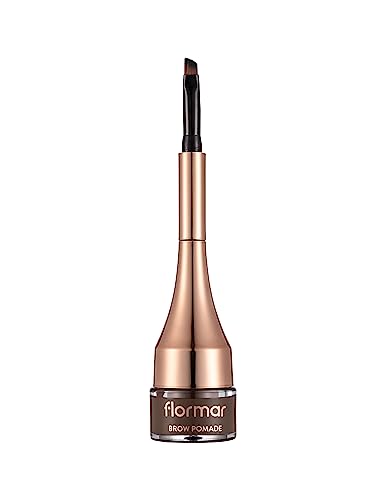 Flormar Brow Pomade - Gel Sopracciglia di Lunga Durata per Arcata Sopraccigliare Perfetta - Finish Naturale Waterproof con Mini Pennello Angolato per Make-Up Sopracciglia Facile e Preciso, 03 Brown
