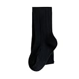 [QINTIAN] キッズタイツ 女の子 レギンス ガールズ コットンタイツ 子供 パンスト 可愛い キッズおしゃれタイツ 美脚 秋冬 冬物 保温 防寒 通学 5色選べる (L, ブラック)