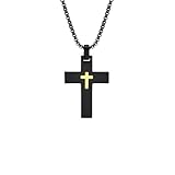 KDFIYSCV Collares de doble capa con cruz para hombres, collares religiosos impermeables regalos, cadena de caja 50/55/60/70cm