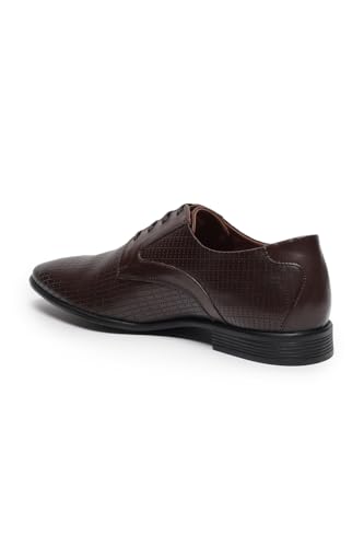 Image of Louis Philippe Men Premium Leather Breathable Lining Material Anti Slip with Heel TPR Sole Formal Derby Shoes