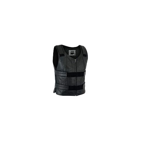 Women Motorcycle Black Bulletproof Replica Leather Vest (Medium) Cover