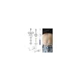 QWALIT Silver Belly Piercing Kit Belly Button Piercing Kit Self Disposable Bellybutton Piercings Kits Navel Piercings Gun with Surgical Steel Hypoallergenic Dangle Navel Rings at Home