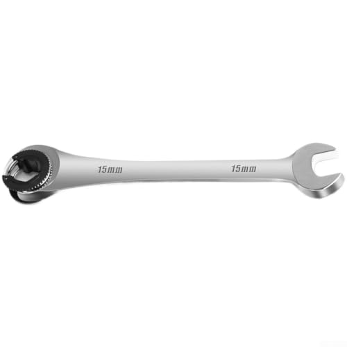 Serenophile Llave de trinquete de 8 a 19 mm, llave de vaso resistente para reparación de automóviles, herramienta manual de trinquete reversible para bricolaje en casa (15 mm)