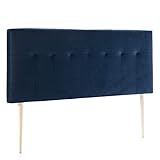 Cabecero tapizado Nápoles 140x100 cm Azul oscuro, para cama 135, terciopelo, patas de madera, herrajes incluidos