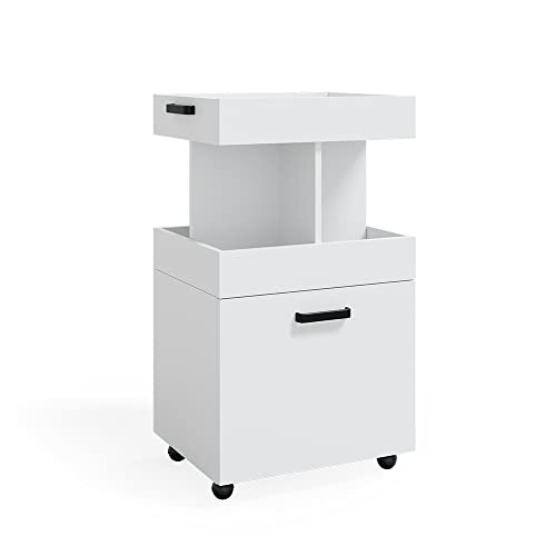 Vicco Rollcontainer Kamber, rollbare Küchen-Minibar, Weiß, 50 x 89 cm