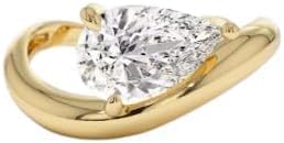 Modern Bypass Design Engagement Ring for Women,1.50 ctw 14k Gold Plated Pear-Shaped Engagement Ring,Gift For Her,Size 3-12 (USA)