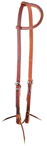 Jeffers Equine Amish Sliding Ear Headstall – Premium Harness Leather, Adjustable 34