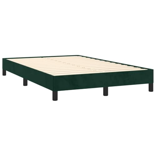 vidaXL Bed Frame - Small Double 120x190 cm, Dark Green Velvet, Plywood Slats, Sturdy Legs, Modern Style for Bedroom Elegance
