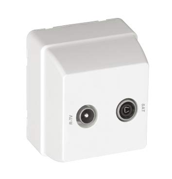 Prise R-TV SAT Efapel Serie 3700 blanc pour antenne et décodeur