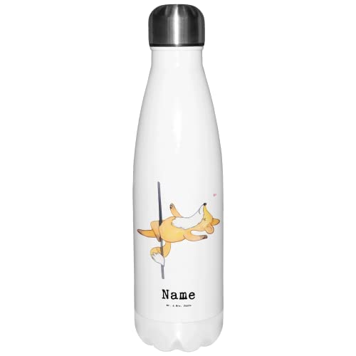 Mr. & Mrs. Panda Personalisierte Trinkflasche Fuchs Poledance - Geschenke, Pole Dance, Sportler, Thermosflasche, Wasserflasche personalisiert, Thermoskanne, Tanz, Tanzen