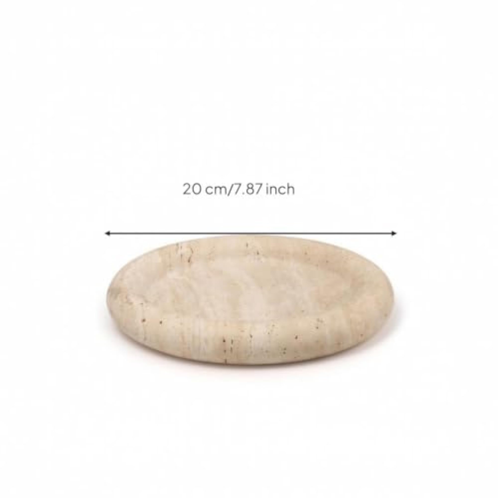Beige Stone Tray with Raised Rim, Travertine-Style