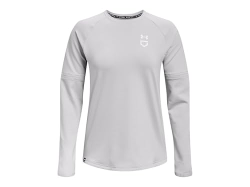Under Armour Women's Softball Crew Pullover 22, 014 Gray, SM - image 4