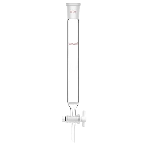 stonylab - stonylab Chromatography Column, 1 inch Inner Diameter, 8 inch Length, G2 Sand Plug, 24/40 Standard Taper Joint, Borosilicate Glass, for High-Precision Liquid Separation and Laboratory Applications